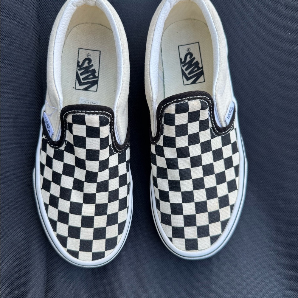 Vans Kids Black and White Checkered Slip-On Sneakers